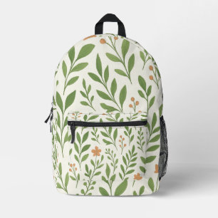 Minimalistisches botanisches Muster mit grünen Blä Bedruckter Rucksack