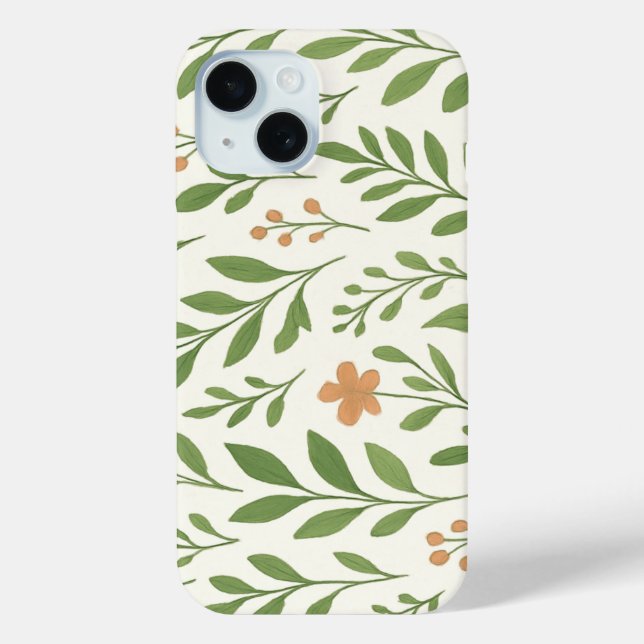 Minimalistisches botanisches Muster mit grünen Blä Case-Mate iPhone Hülle (Rückseite)