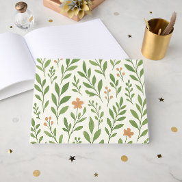 Minimalistisches botanisches Muster mit grünen Blä Gästebuch