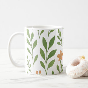 Minimalistisches botanisches Muster mit grünen Blä Kaffeetasse