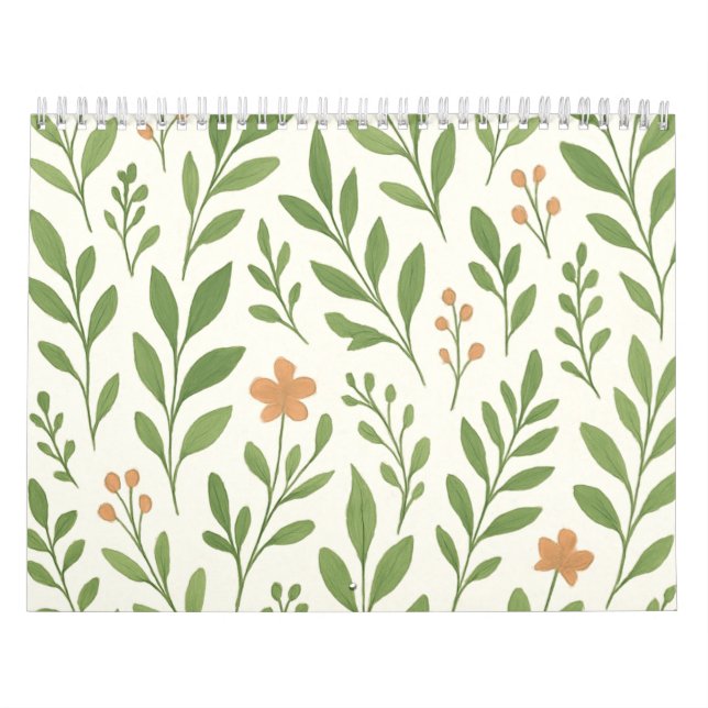 Minimalistisches botanisches Muster mit grünen Blä Kalender (Titelbild)