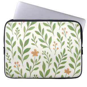 Minimalistisches botanisches Muster mit grünen Blä Laptopschutzhülle