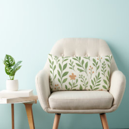 Minimalistisches botanisches Muster mit grünen Blä Lendenkissen