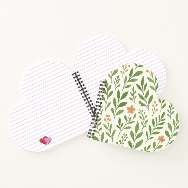 Minimalistisches botanisches Muster mit grünen Blä Notizbuch (Innenseite)
