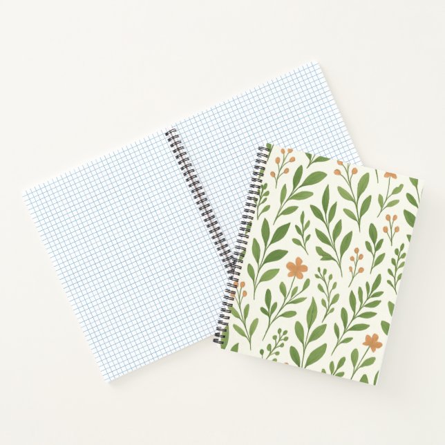Minimalistisches botanisches Muster mit grünen Blä Notizbuch (Innenseite)