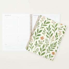 Minimalistisches botanisches Muster mit grünen Blä Planer