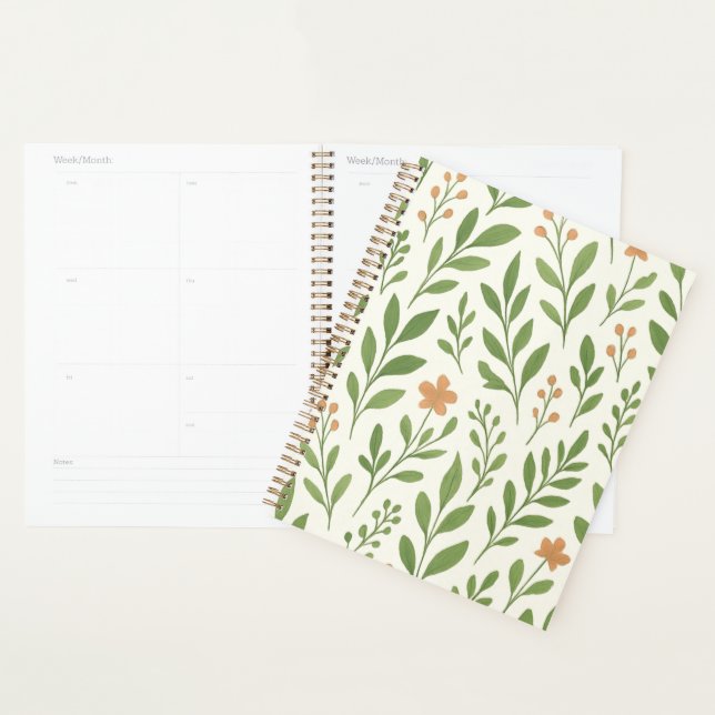 Minimalistisches botanisches Muster mit grünen Blä Planer (Anzeige)