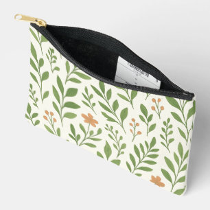 Minimalistisches botanisches Muster mit grünen Blä Zubehörtasche