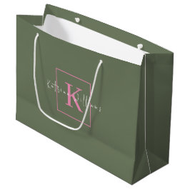 Minimalistisches Branding-Logo-Seite Grün-Rosa-Mon Große Geschenktüte