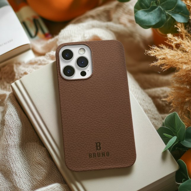 Minimalistisches braunes Ledertext mit individuell Case-Mate iPhone Hülle (Von Creator hochgeladen)