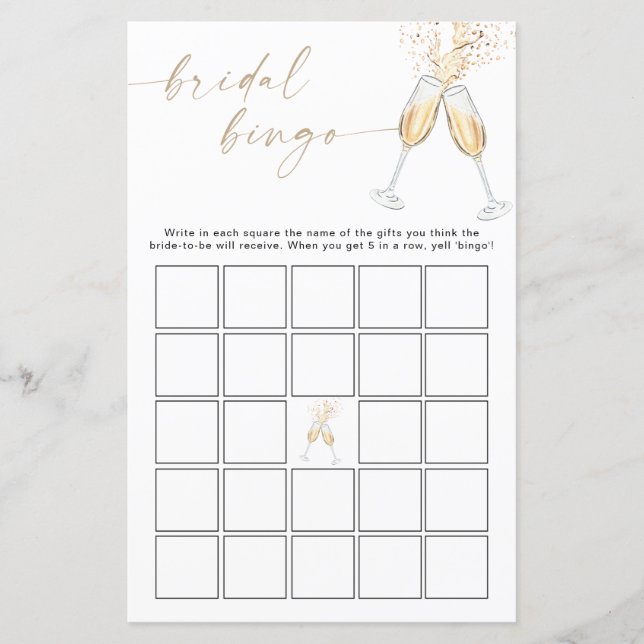 Minimalistisches Brautparty-Bingo (Vorderseite)