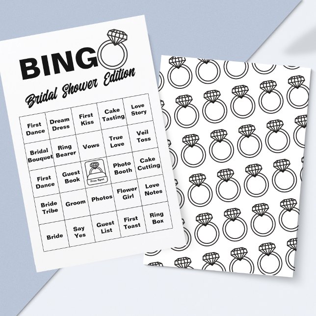 Minimalistisches Brautparty Bingo Game (Elegant Wedding-Themed Bingo – Great for Showers, Bachelorette Parties & Receptions!)