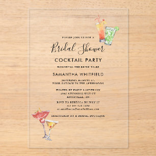 Minimalistisches Brautparty Cocktail Party Acryleinladungen