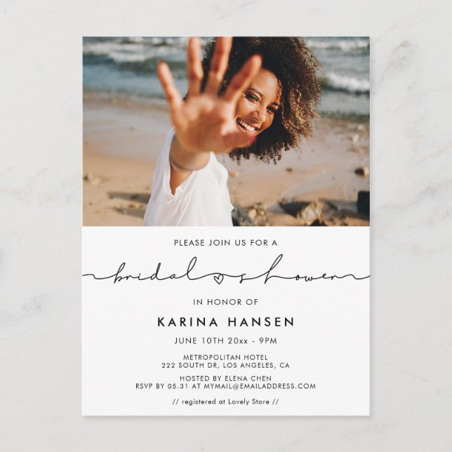 Minimalistisches Brautparty Foto Postkarte (Vorderseite)