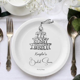 Minimalistisches Brautparty für den handgezogenen Pappteller