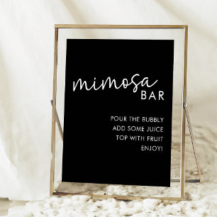 Minimalistisches Brautparty für Schwarz Mimosa Bar Poster