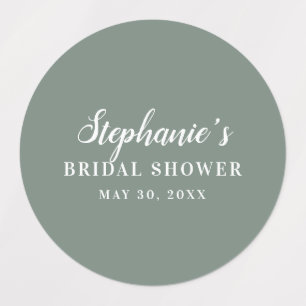 Minimalistisches Brautparty in Farbe Grün und Weiß Etiketten