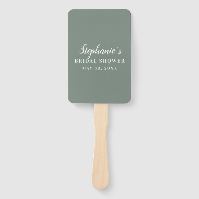 Minimalistisches Brautparty in Farbe Grün und Weiß Fächer (Vorderseite)