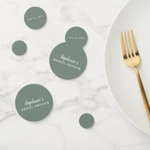 Minimalistisches Brautparty in Farbe Grün und Weiß Konfetti