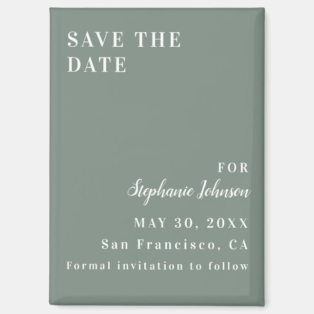 Minimalistisches Brautparty in Farbe Grün und Weiß Magnet (Vorderseite)