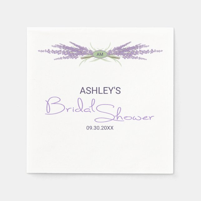 Minimalistisches Brautparty Lavender Blume Bündel Serviette (Vorderseite)