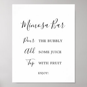 Minimalistisches Brautparty Mimosa Bar Sign Poster