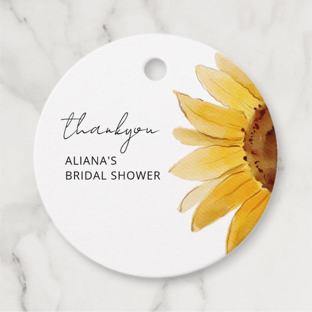 Minimalistisches Brautparty mit Sonnenblumen Geschenkanhänger (Vorderseite)