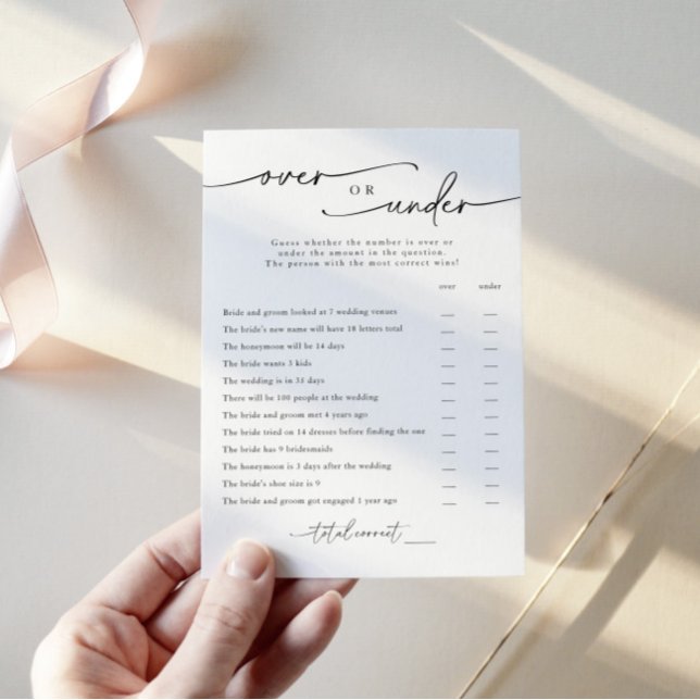 Minimalistisches Brautparty "Over or Under" Spielk Einladung (Von Creator hochgeladen)