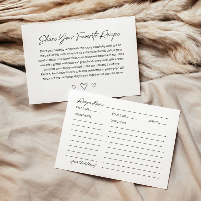 Minimalistisches Brautparty Rezept Karte (Von Creator hochgeladen)