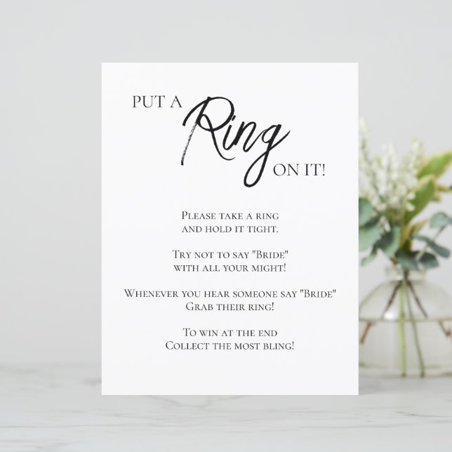 Minimalistisches Brautparty Ring Game (Stehend Vorderseite)