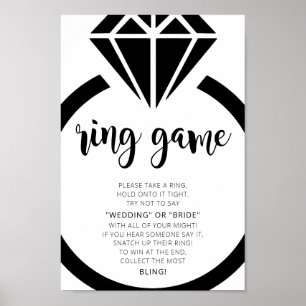 Minimalistisches Brautparty Ring Game Sign Poster