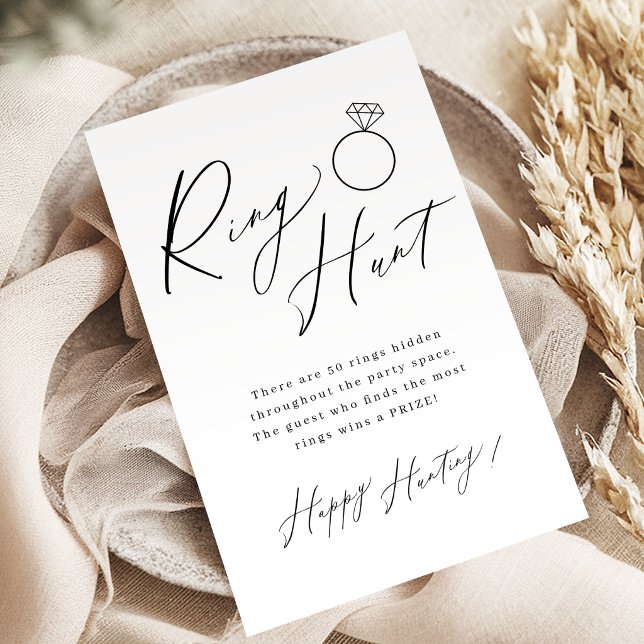 Minimalistisches Brautparty-Ringspiel (Minimalist script ring hunt bridal shower game)