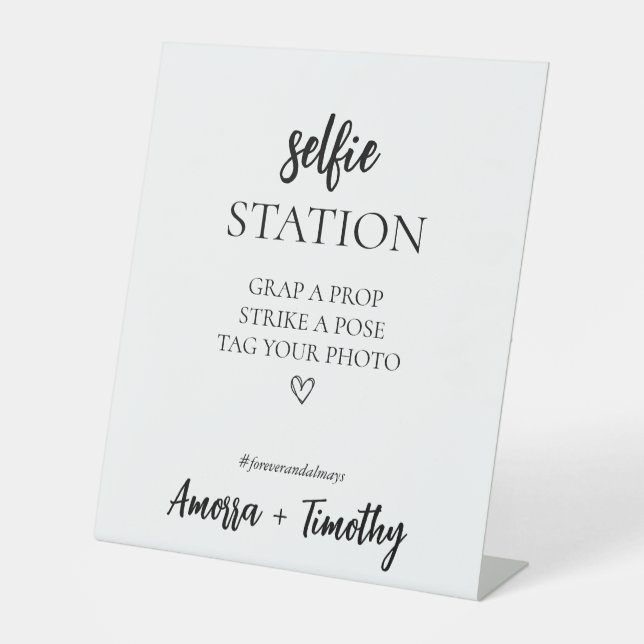 Minimalistisches Brautparty-Selfstation-Zeichen Sockelschild (Vorderseite)