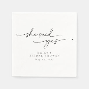 Minimalistisches Brautparty Sie sagte ja Napkins Serviette