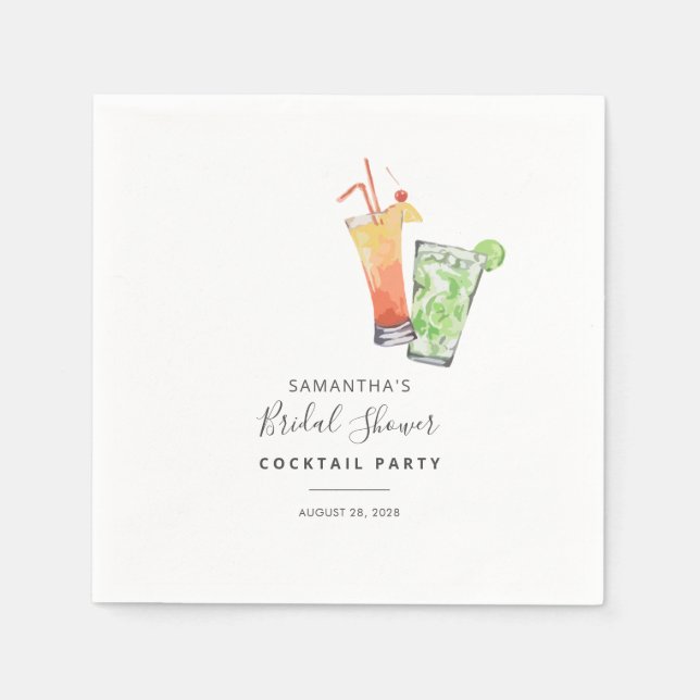 Minimalistisches Brautparty Summer Cocktail Party Serviette (Vorderseite)