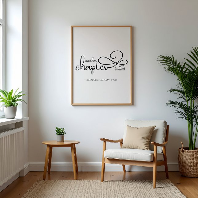 Minimalistisches Buch Lover Art Poster (minimalist wall art on the wall over plants a table and a chair)