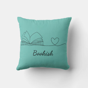 Minimalistisches Buch Lover Line Art, Throw Kissen