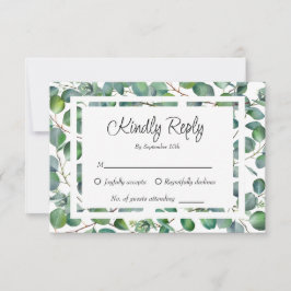 Minimalistisches Budget Farmhouse Grüne RSVP Karte