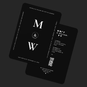 Minimalistisches Budget-Hochzeitsmonogramm Schwarz Save The Date