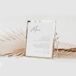 Minimalistisches Budget Modernes Hochzeitmenü Post Poster<br><div class="desc">Das Design besticht durch einen handgeschriebenen Schriftart und modernes minimalistisches Design. Konzipiert für die "ESSENTIALS" Hochzeitskollektion. Klicken Sie zum Ändern der Details auf "Personalisieren". Klicken Sie auf den Link Sammlung auf dieser Seite, um alle passenden Elemente in diesem schönen Design zu sehen, oder sehen Sie sich die Sammlung hier an:...</div>