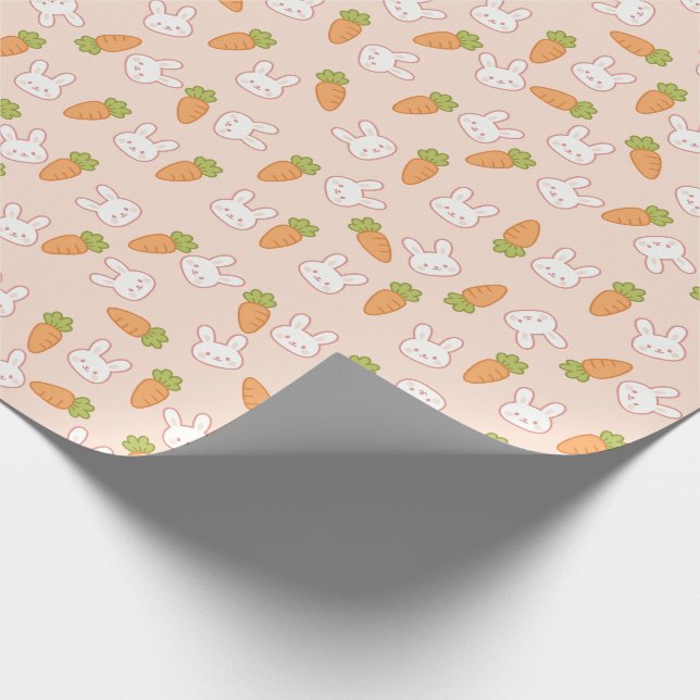 Minimalistisches Bunny und Karrot Geschenkpapier (Ecke)