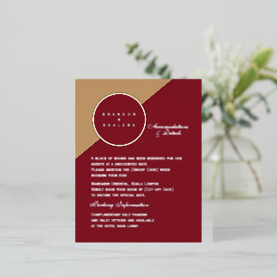 Minimalistisches Burgund & Kamel-Geometrisch Folieneinladung