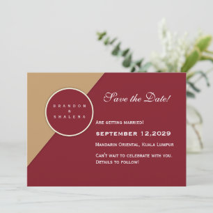 Minimalistisches Burgund & Kamel-Geometrisch Save The Date