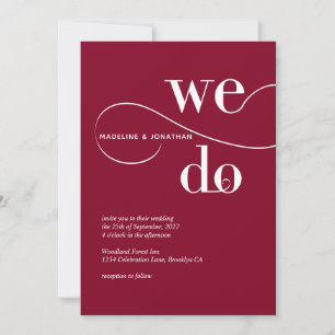 Minimalistisches Burgundy Red We Do Calligrafy Wed Einladung