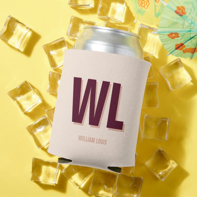 Minimalistisches Burgundy Rosa Personalisiertes Mo Dosenkühler (In Situ Sommer)