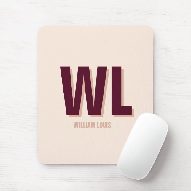 Minimalistisches Burgundy Rosa Personalisiertes Mo Mousepad (Mit Mouse)
