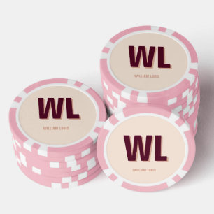 Minimalistisches Burgundy Rosa Personalisiertes Mo Pokerchips