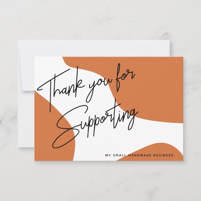 Minimalistisches Burnt Orange Danke Business Card (Vorderseite)