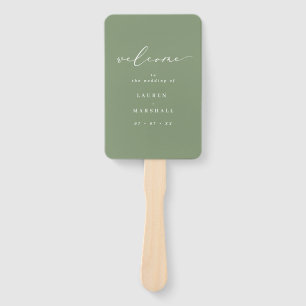 Minimalistisches Calligrafy Sage Green Wedding Pro Fächer