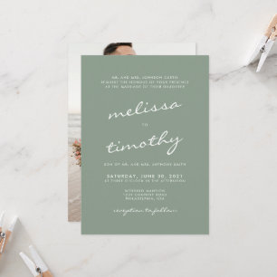 Minimalistisches Calligraphy Sage Green Wedding Fo Einladung